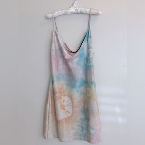Tie die dress! cute cowl neck slip dress, NWT, one of a kind, custom hand dyed